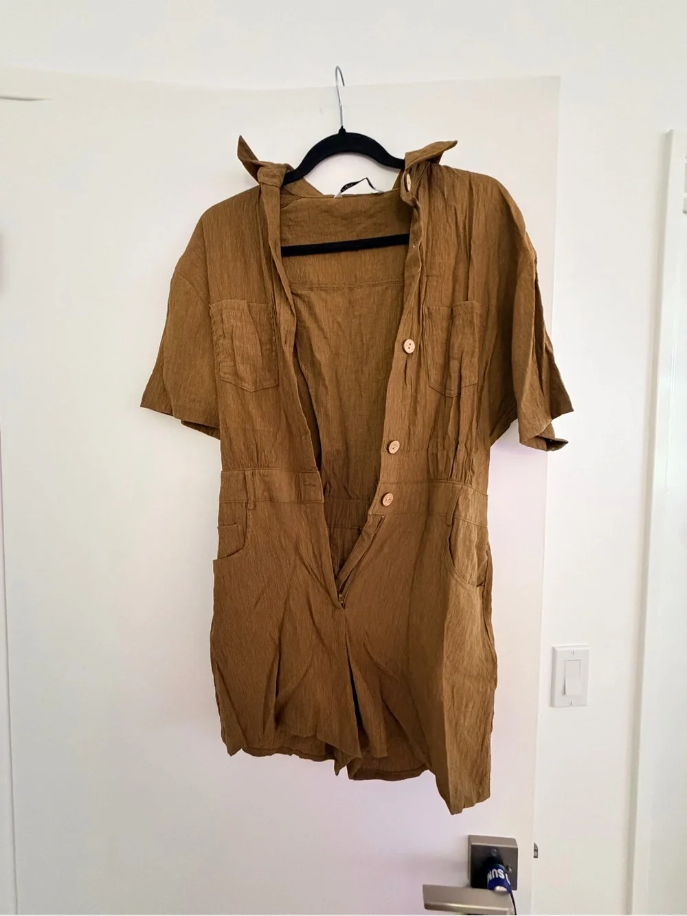 Zara Olive Green Linen Short Romper